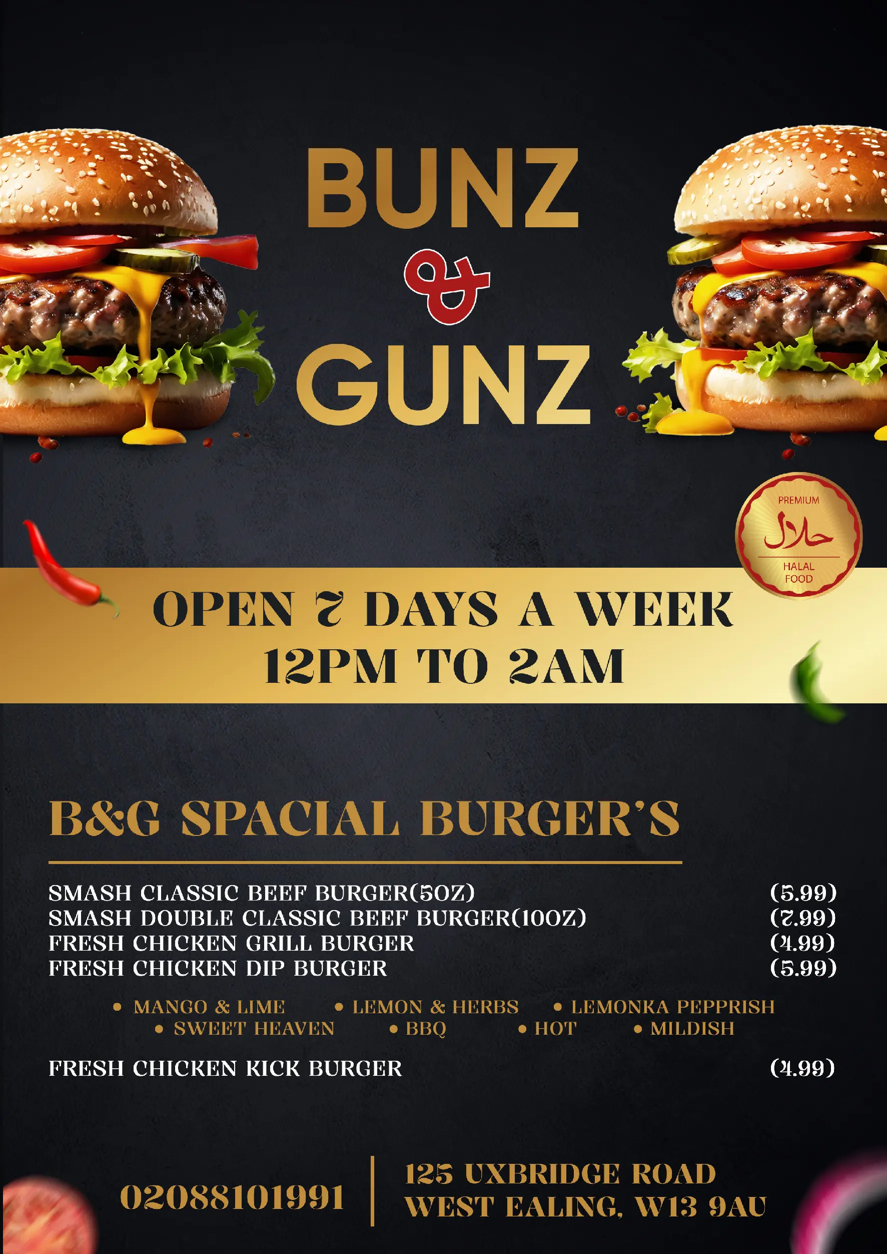 Bunz And Gunz Menu